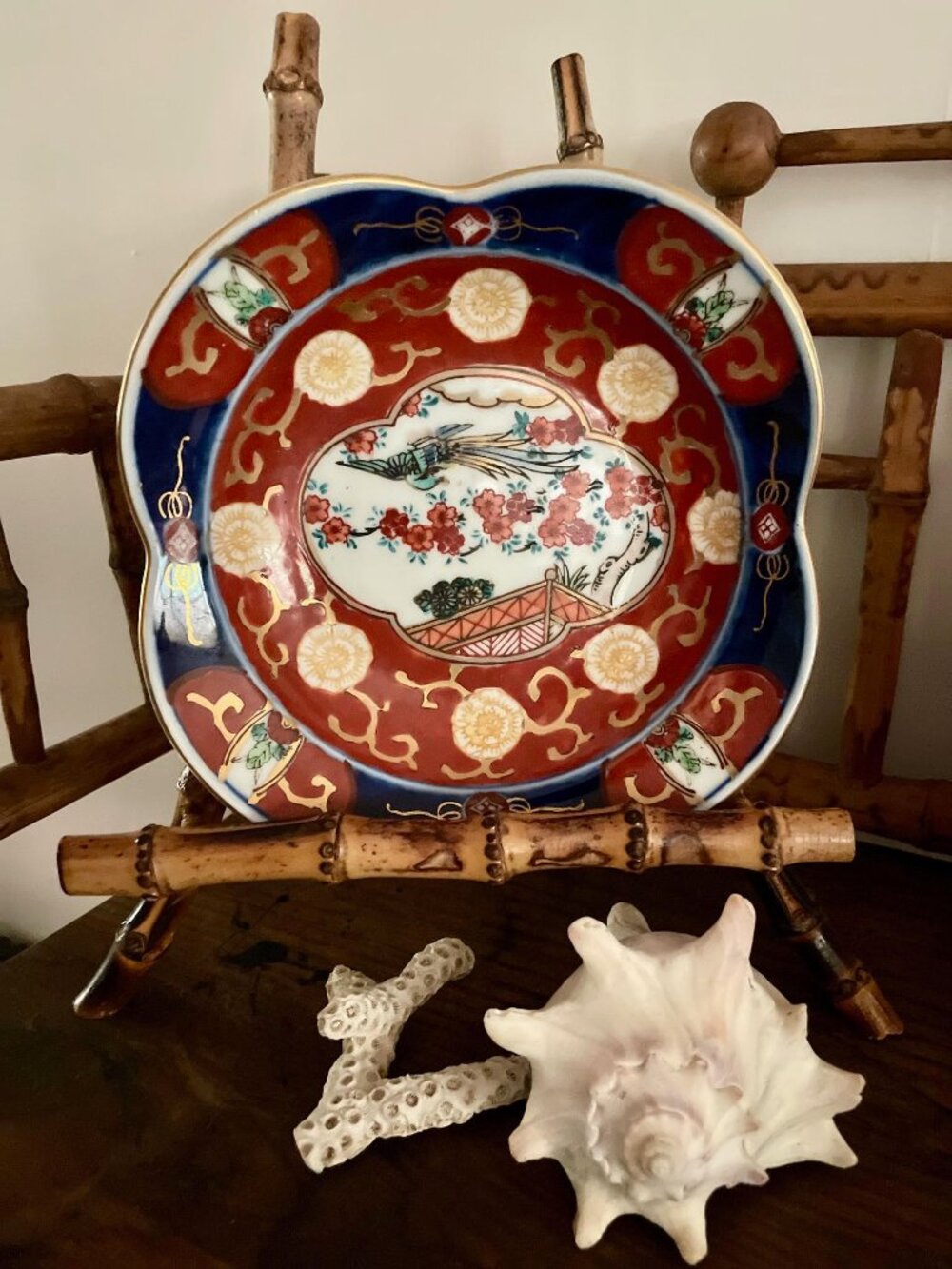 Vintage Gold Imari Hand Painted Japanese Clover Plate 6.5"